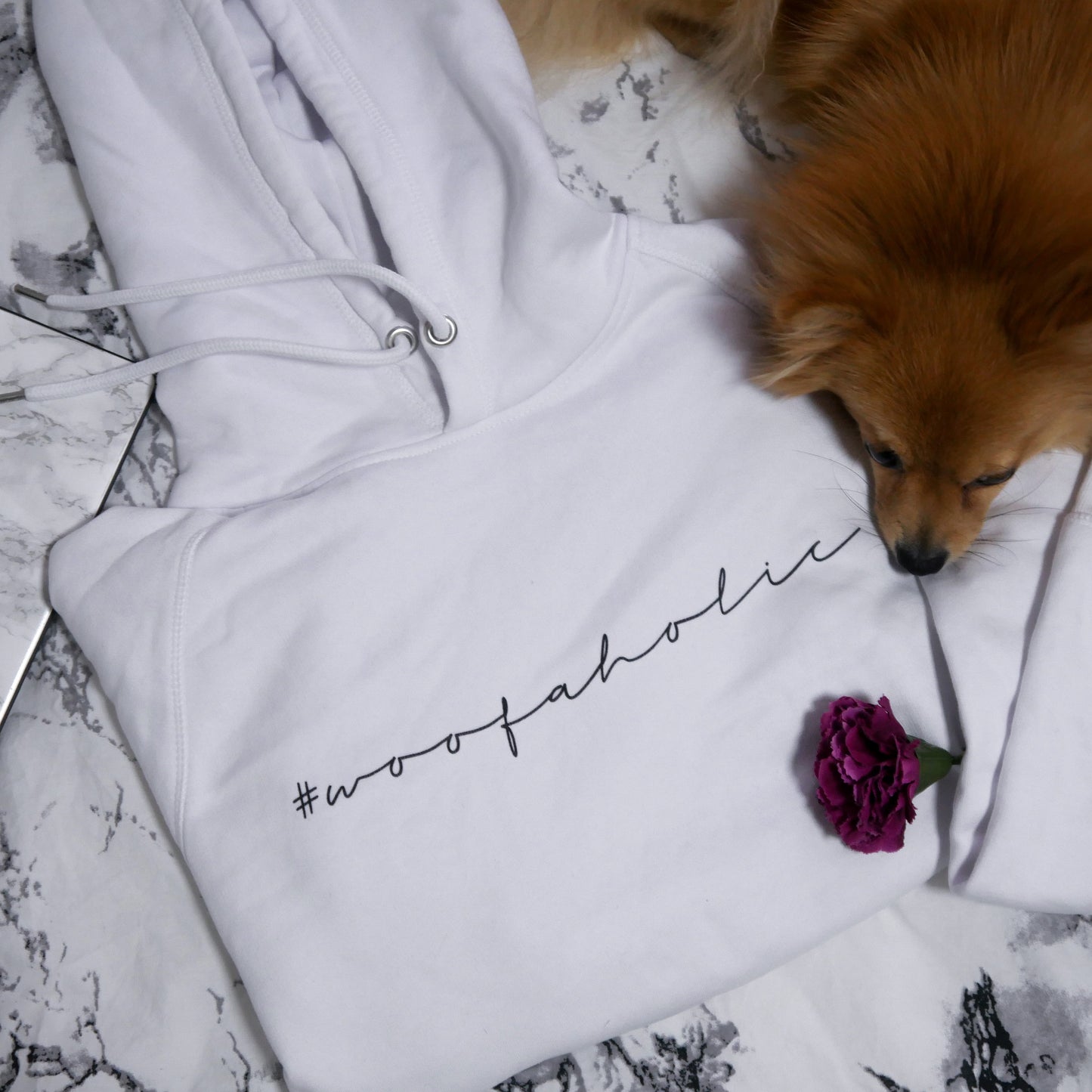Hoodie #Woofaholic White - Organic