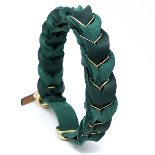 Zugstopphalsband Leather Deluxe - Rundgeflochten