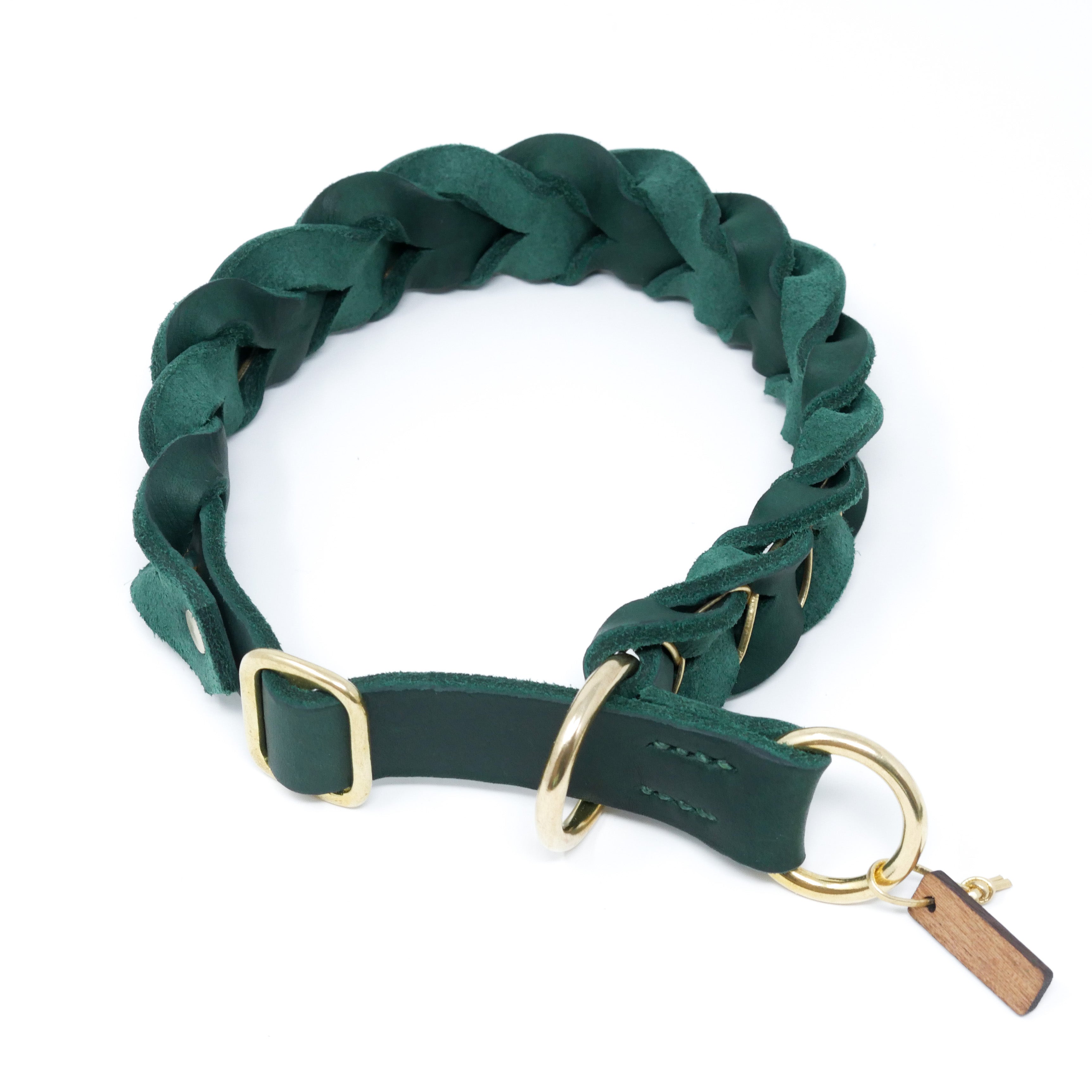 Pull Stop Collar Leather Deluxe - round braided