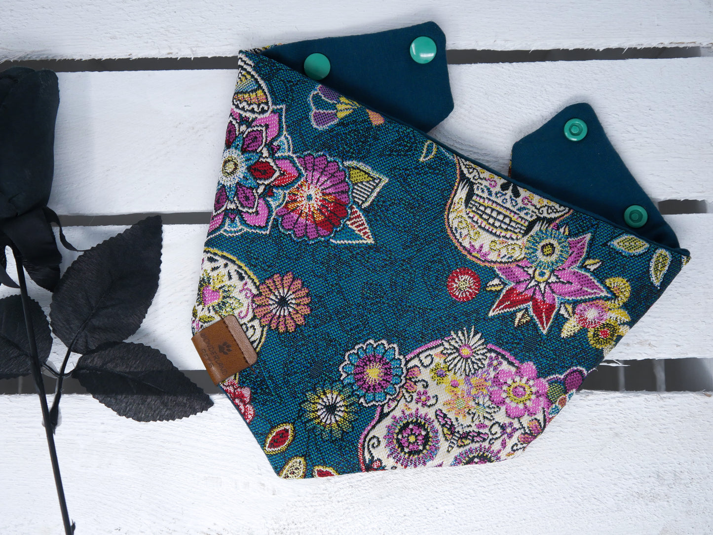 Bandana 'Mexican Skulls' - Teal