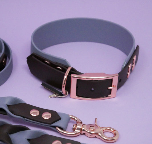 Biothane Halsband 'Greyhound Big' -  Braun/Grau